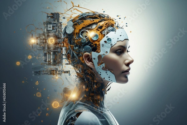Fototapeta artificial intelligence and human body marketing concept 
