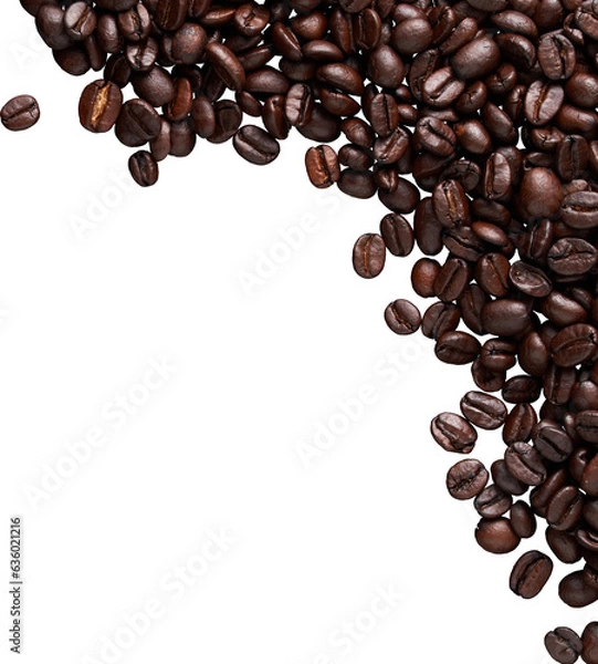 Fototapeta a top corner frame made of isolated roasted coffee beans