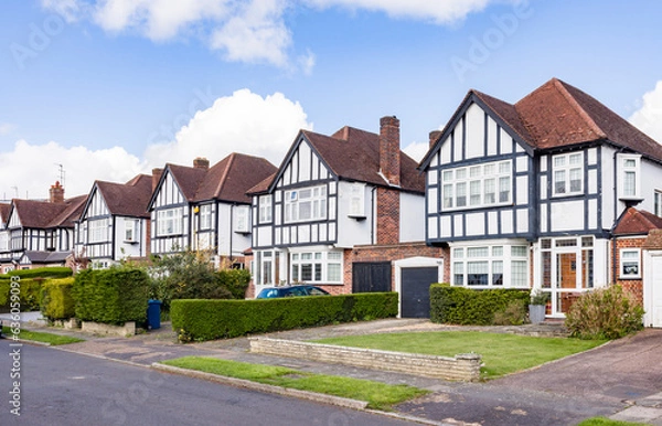 Obraz Detached houses on London suburban street, UK