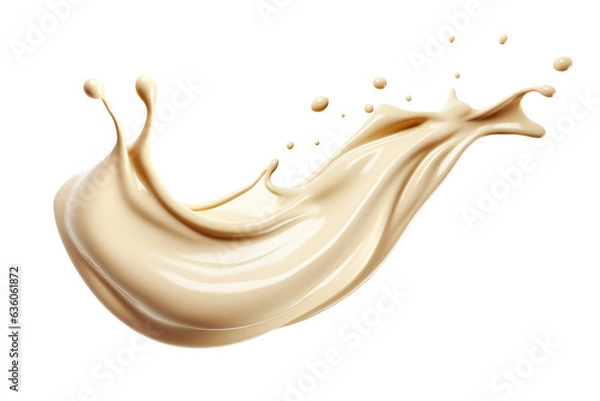 Obraz White chocolate wave splash. Cutout on Transparent