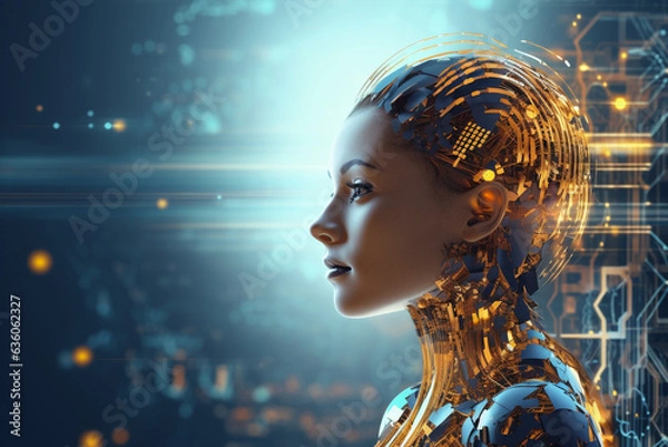 Fototapeta illustration 3d of an android with artificial intelligency