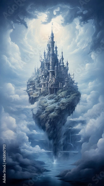 Fototapeta fairy landscape with aerial city