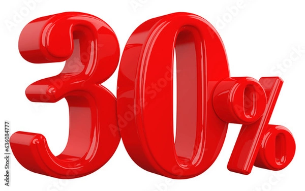 Obraz 30 percent off red 3d number render
