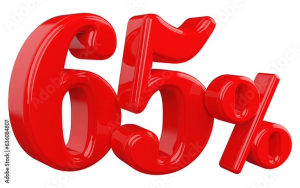 Obraz 65 percent off red 3d number render