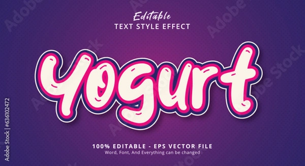 Fototapeta Yogurt Text Style Effect, Editable Text Effect