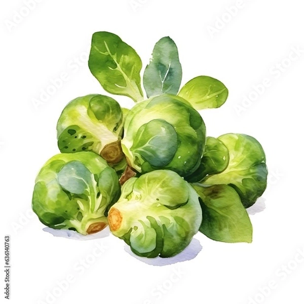 Fototapeta Watercolor Brussels Sprouts isolate on white background