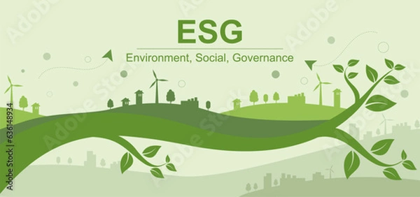 Fototapeta Banner ESG - Environment Society and Governance ESG concepts on environmental social