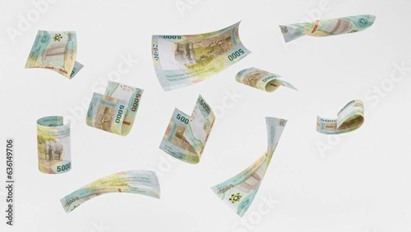 Obraz 3D render of 5000 francs CFA notes in different angles