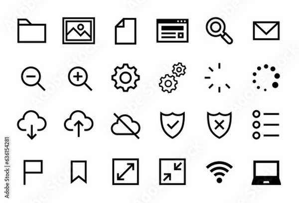 Obraz パソコンに使われるマークのベクターアイコンセット