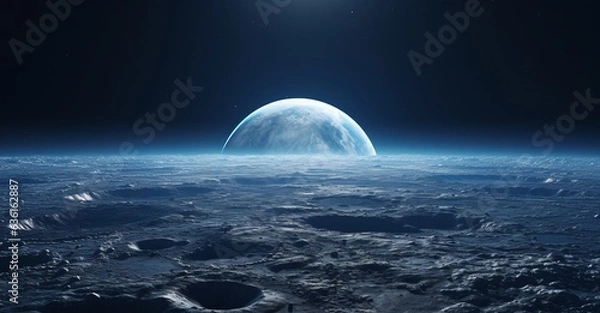 Fototapeta earth rises above the moon