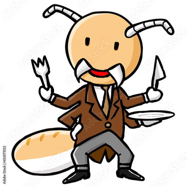 Fototapeta 家を食い荒らすシロアリの擬人化