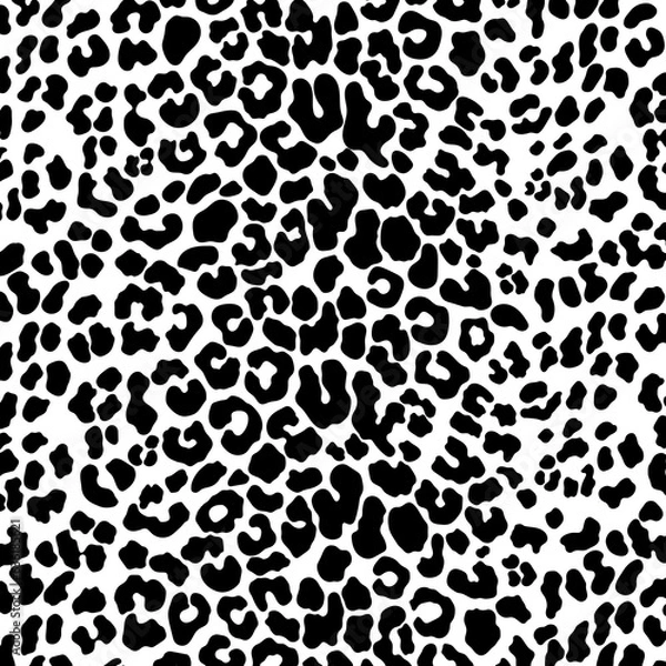 Fototapeta Animal skin leopard, cheetah, Jaguar seamless pattern design. Black and white seamless camouflage background.