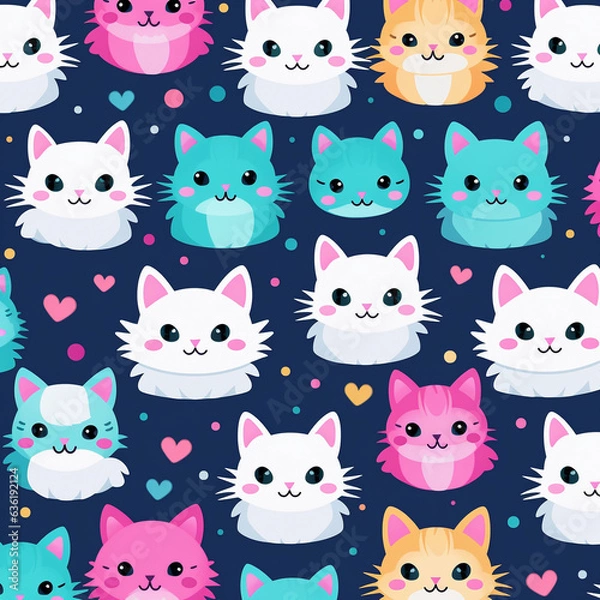 Fototapeta seamless pattern with cats