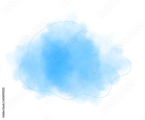 Fototapeta Abstract pattern with blue watercolor cloud on white background. Cyan watercolour water brash splash texture. Vector pastel color paint stain. Blue watercolor background