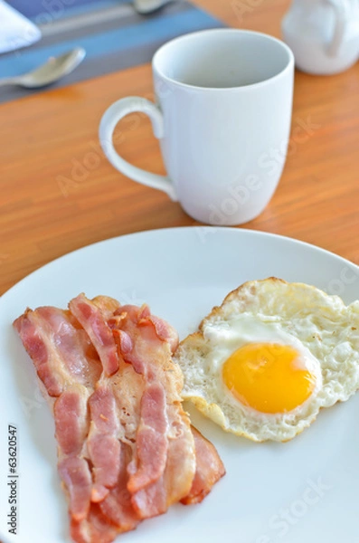Fototapeta Bacon and fried egg