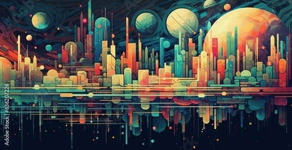 Fototapeta wallpaper desktop with bright and colorful objects