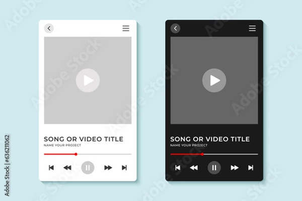 Fototapeta Szablon projektowania muzyki podcastu. Interfejs makiet ramy odtwarzacza wideo dopasuj do aplikacji internetowej lub mobilnej