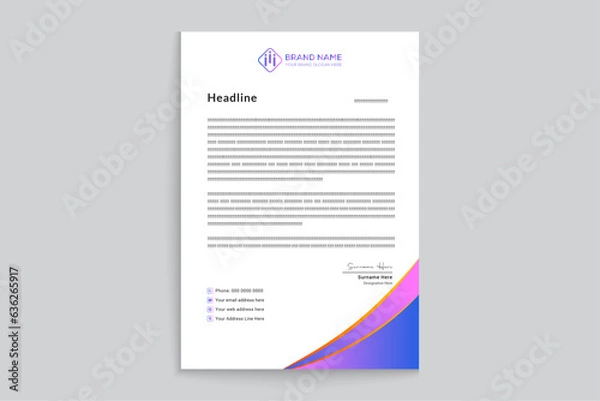 Obraz Gradient color  corporate letterhead template 