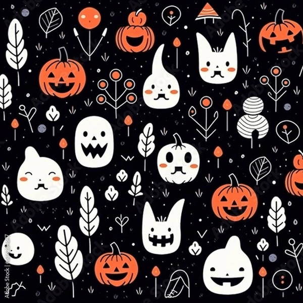 Fototapeta Halloween pattern background. Cute background concept. Generative AI.