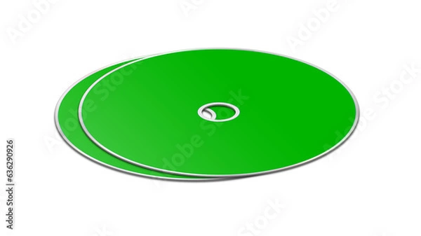 Obraz CD or DVD blank template green for presentation layouts and design. 3D rendering.