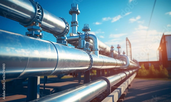 Obraz A clean pipeline for the production of renewable energy from renewable sources. pure hydrogen gas for pure electricity energy. AI generated
