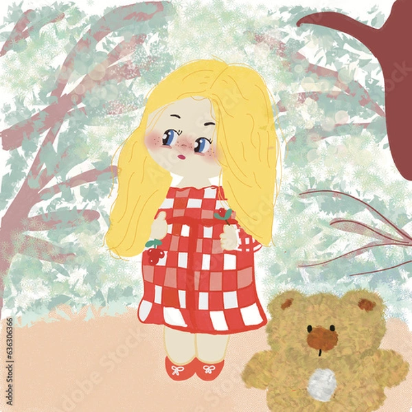 Obraz girl with a bear