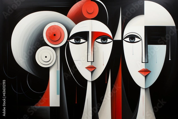 Obraz portrait of women. abstract wall art. painting in the interior. a modern poster. Generative A
