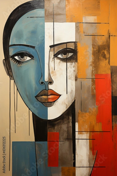 Obraz portrait of woman. abstract wall art. painting in the interior. a modern poster. Generative A