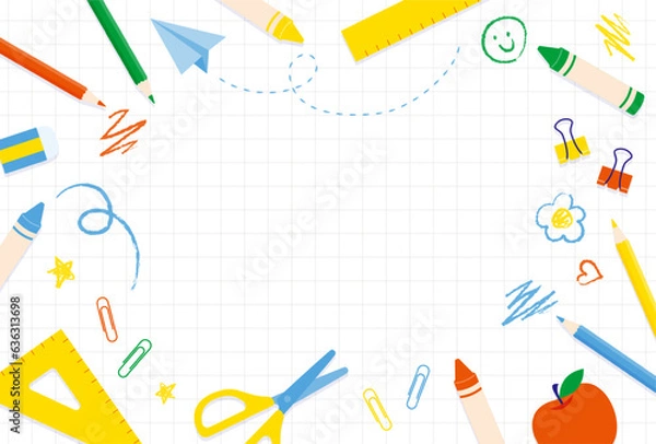 Fototapeta vector background with a set of back to school icons for banners, cards, flyers, social media wallpapers, etc.