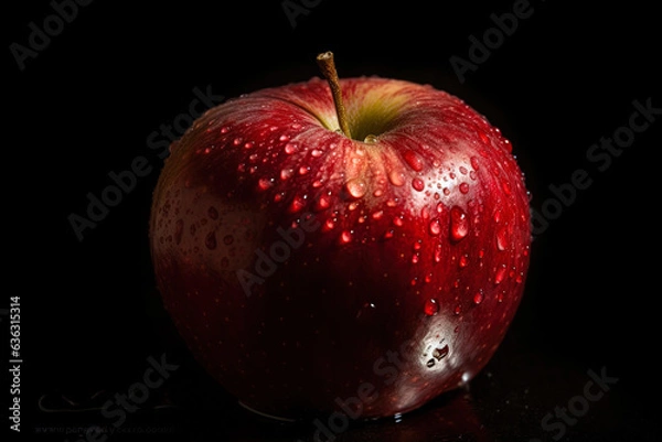Obraz Red apple with waterdrops