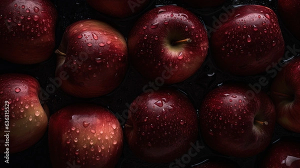 Obraz Red apple with waterdrops