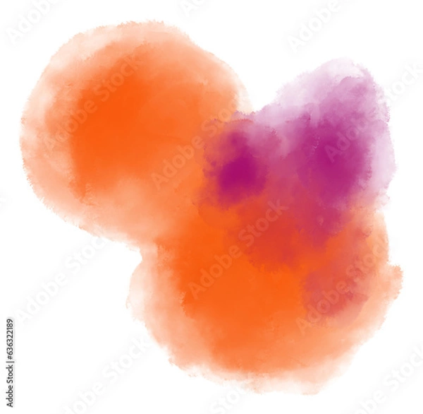 Fototapeta Watercolor wet painting colour blending elements dots  stroke circle sphere background illustration