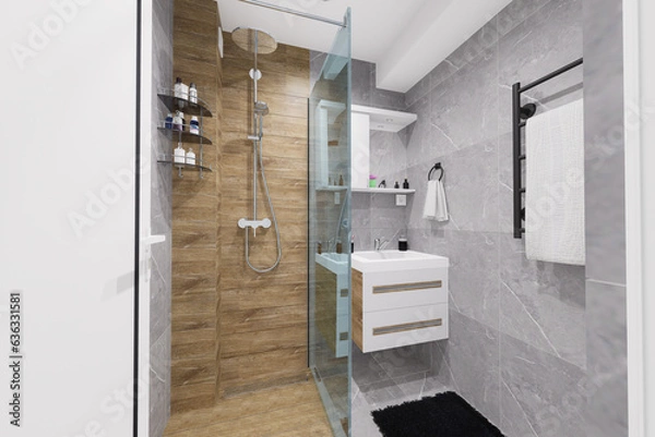 Obraz Tiny bathroom design in minimalist style