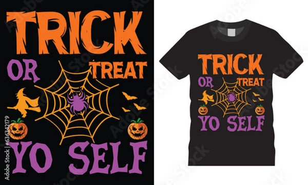 Obraz Halloween T-Shirt Design vector Graphic template.Halloween t-shirt illustration. Horns head devil t shirt design.Beautiful and eye catching vector. Halloween party costume with print-ready File.