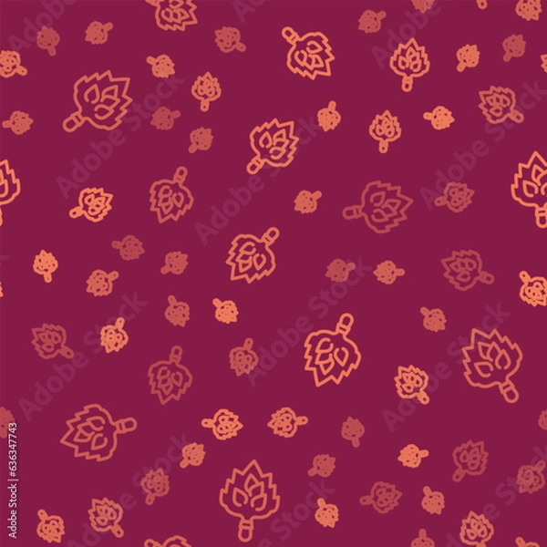 Fototapeta Brown line Sauna broom icon isolated seamless pattern on red background. Broom from birch twigs, branches for Russian steam bath, sauna, washhouse. Vector