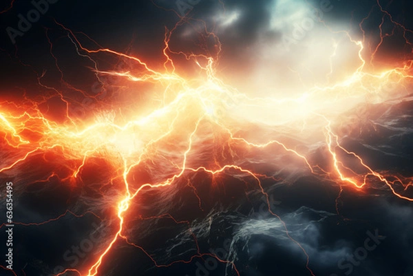 Fototapeta lightning strike colored 3d rendering element