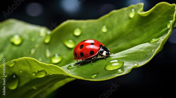 Fototapeta Ladybug on a leaf (AI Generated) 