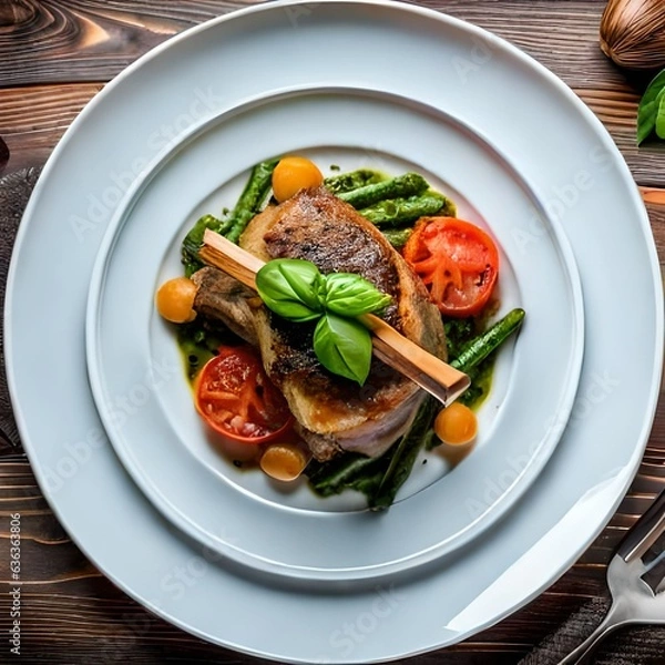 Obraz chicken with vegetables garneted by AI