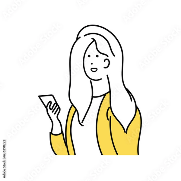 Obraz 携帯電話を操作するビジネスウーマンのイラスト素材