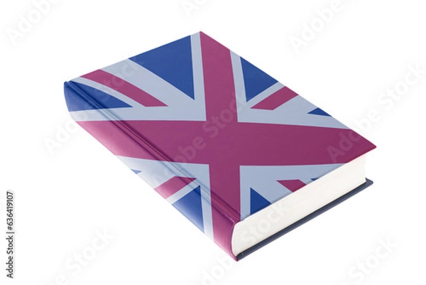 Fototapeta book painted into British flag isolated on white background.