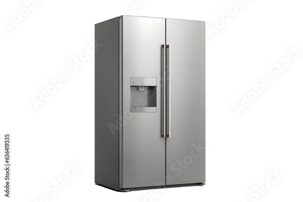Fototapeta Modern fridge isolated on white background. Generative AI