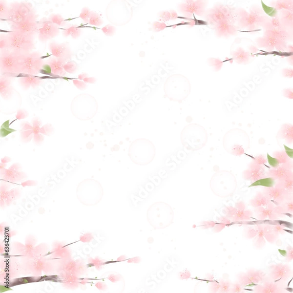 Fototapeta Pastel Watercolor blue sky and clouds with cherry blossoms frame wallpapers are suitable for those who want an artistic background.vector illustration.