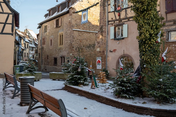 Obraz Eguisheim, a traditional village in the Alsace wine region of France in winter
