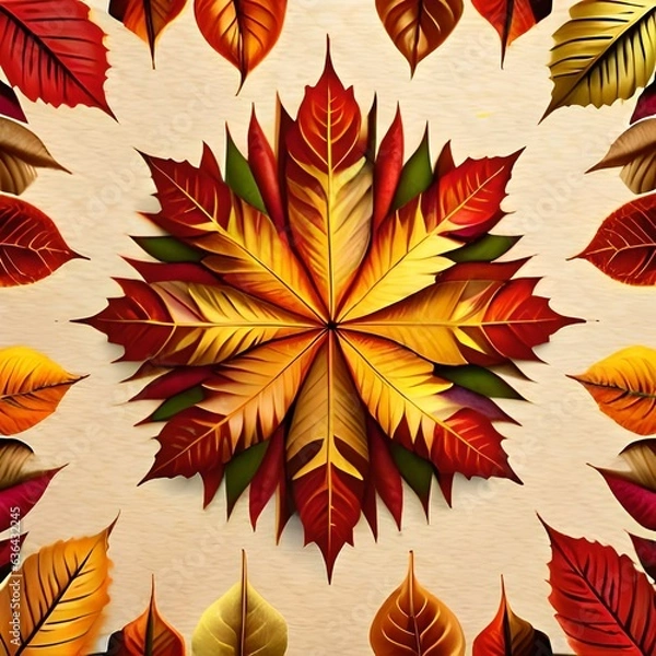 Fototapeta autumn leaves seamless pattern Generator by using AI Technology