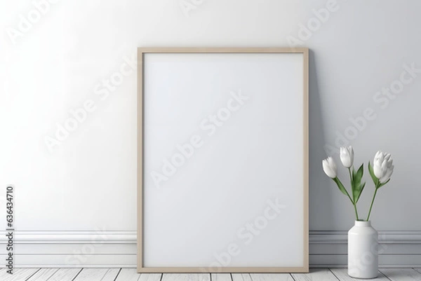 Fototapeta Framed Serenity: Subtle Interior Setting Mockup, generative ai