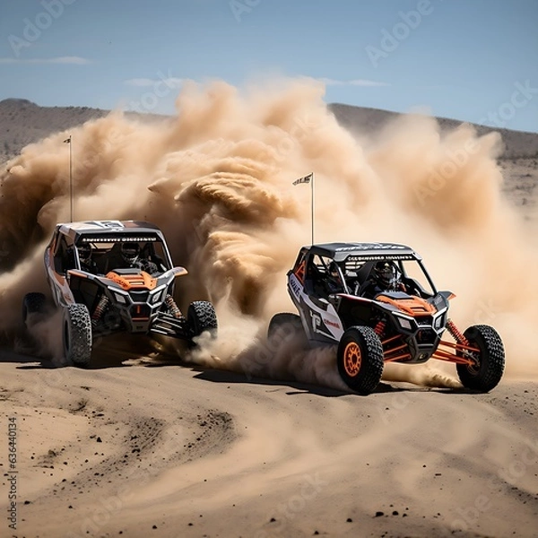 Obraz Side by side driving fast off road