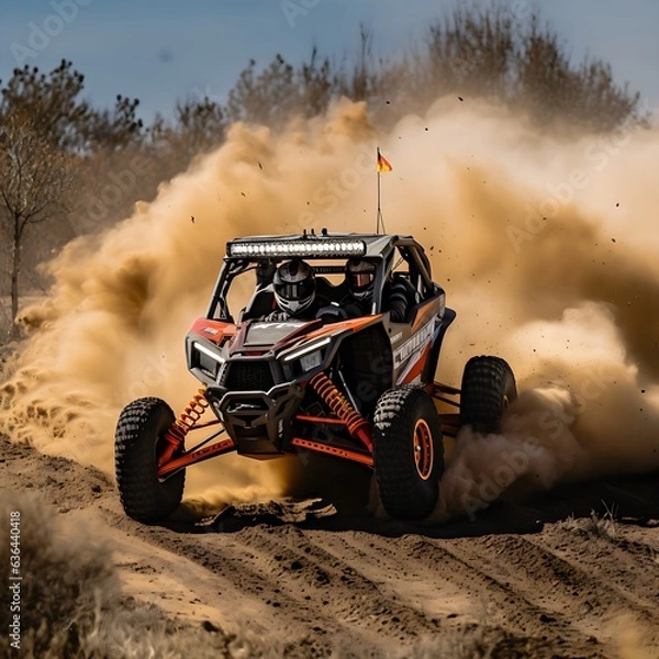 Obraz Side by side driving fast off road