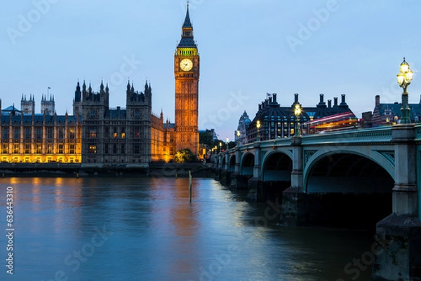 Obraz Big Ben in London over the River Thames at night
