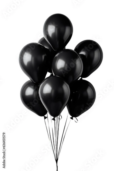 Obraz Bunch of black balloons floating in the air over isolated transparent background