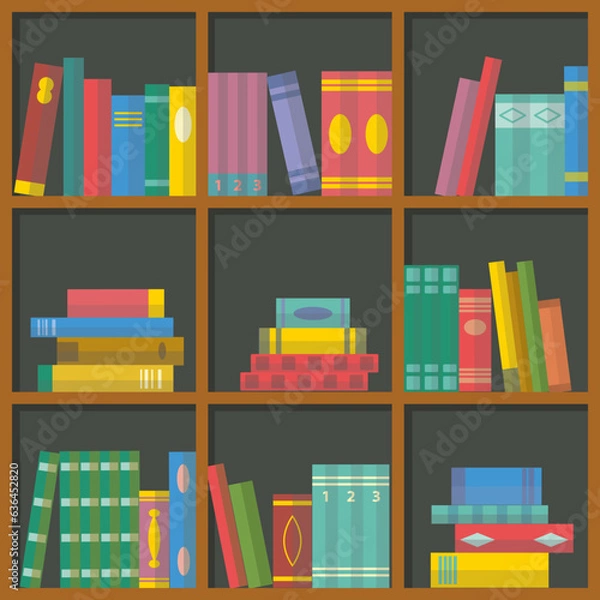 Fototapeta Background with bookshelves and books.